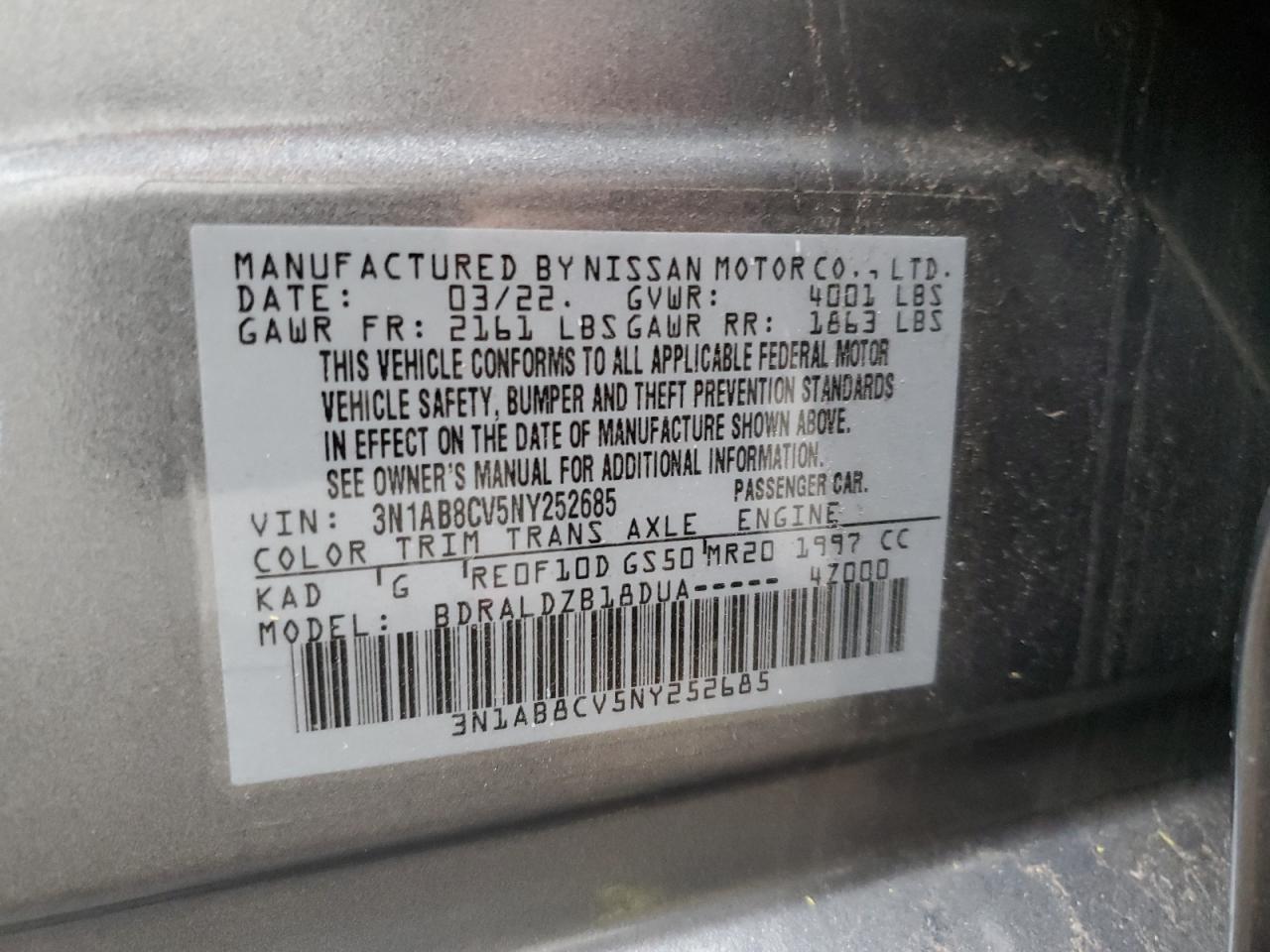 Photo 11 VIN: 3N1AB8CV5NY252685 - NISSAN SENTRA 