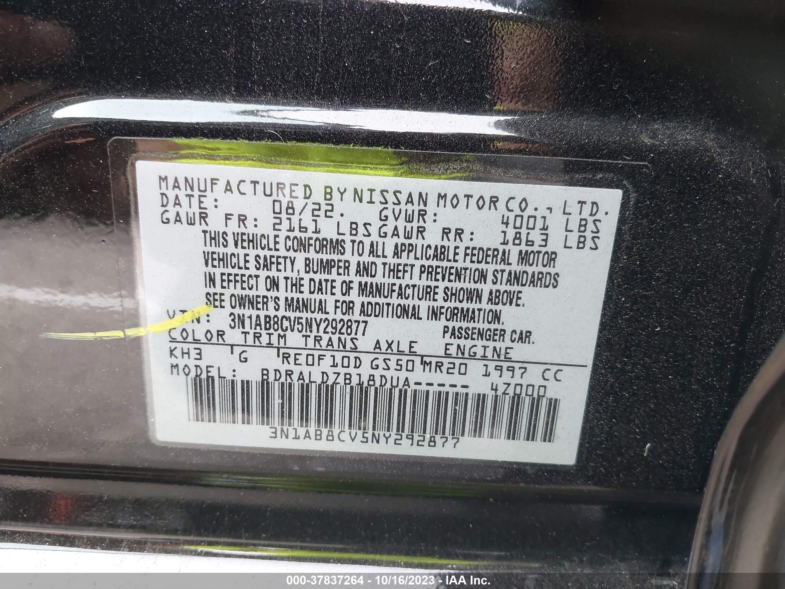 Photo 8 VIN: 3N1AB8CV5NY292877 - NISSAN SENTRA 