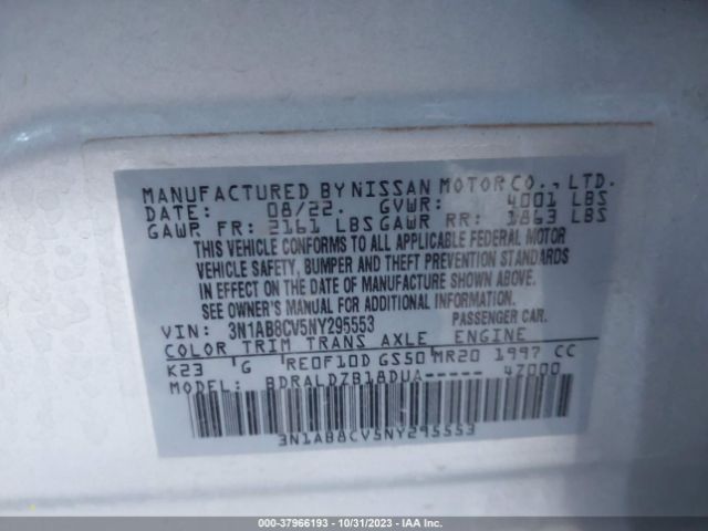 Photo 8 VIN: 3N1AB8CV5NY295553 - NISSAN SENTRA 