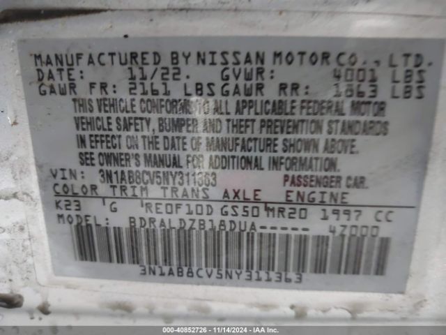 Photo 8 VIN: 3N1AB8CV5NY311363 - NISSAN SENTRA 