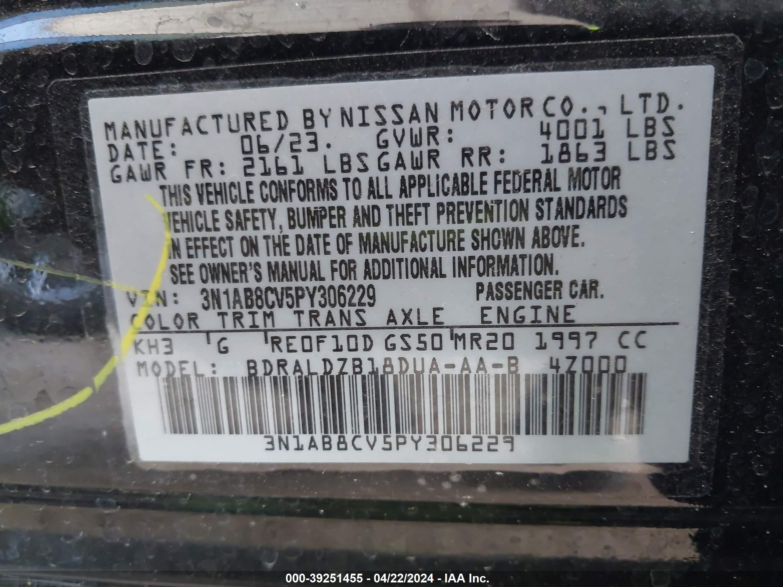 Photo 8 VIN: 3N1AB8CV5PY306229 - NISSAN SENTRA 