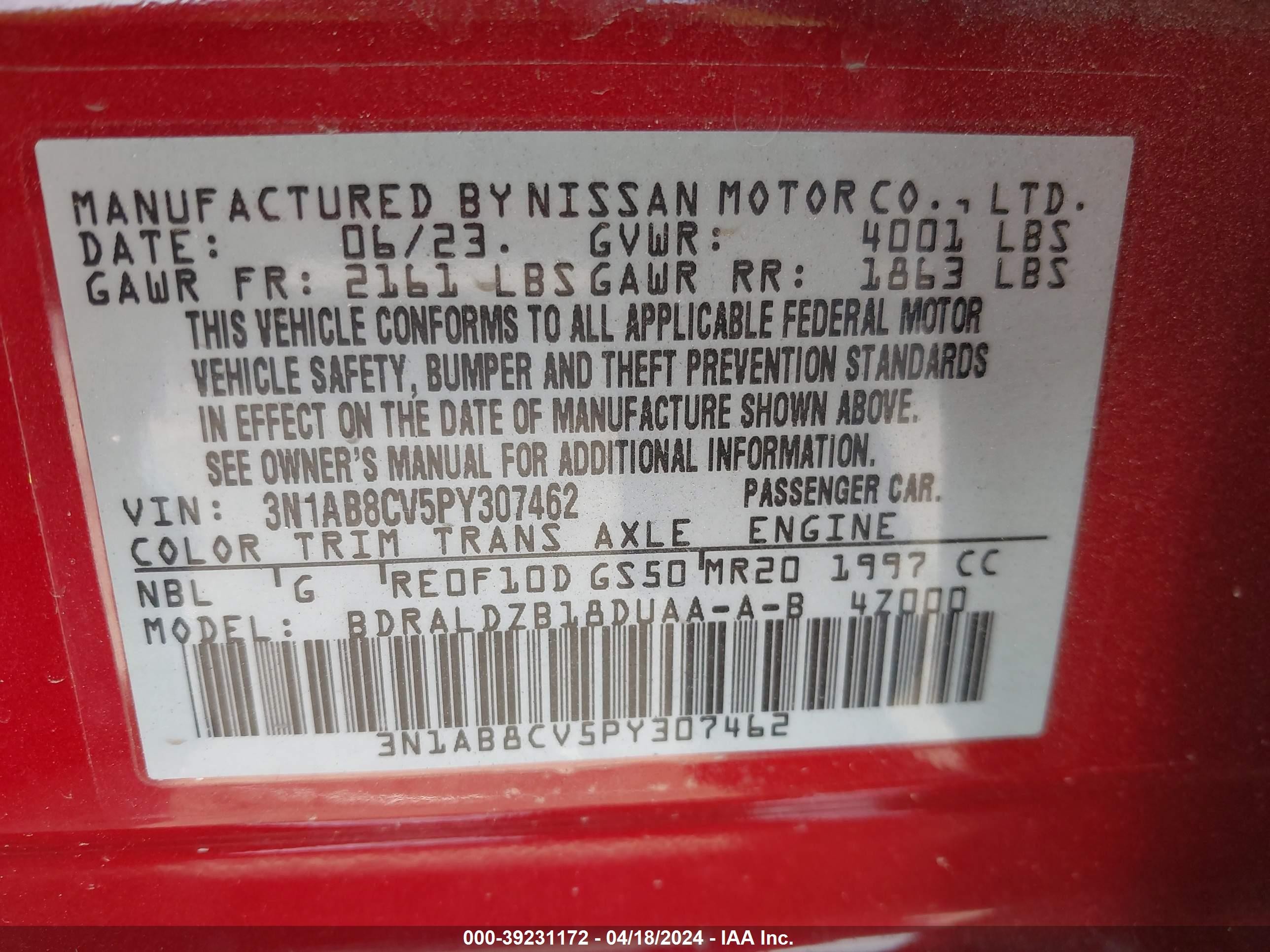 Photo 8 VIN: 3N1AB8CV5PY307462 - NISSAN SENTRA 