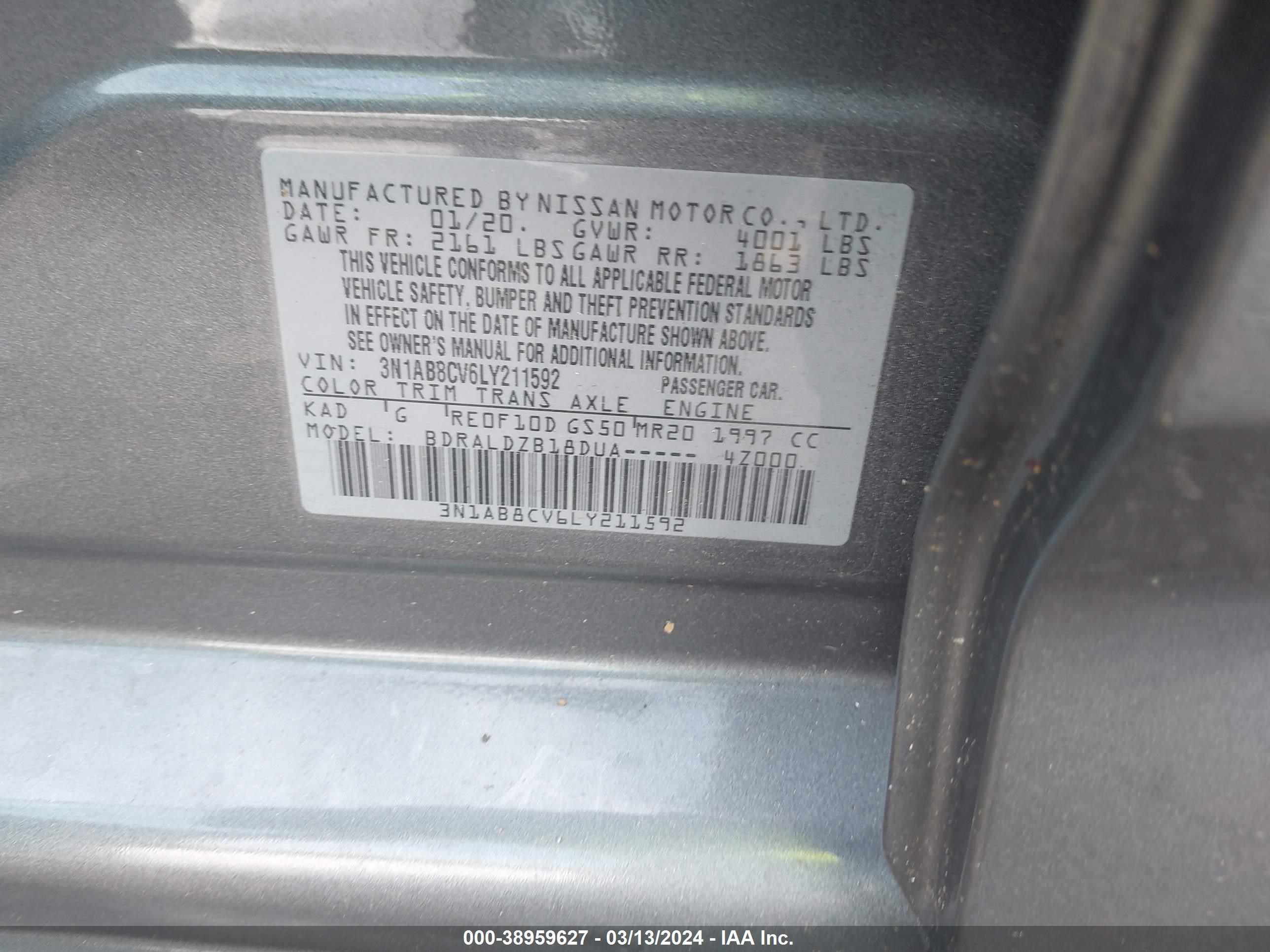 Photo 8 VIN: 3N1AB8CV6LY211592 - NISSAN SENTRA 