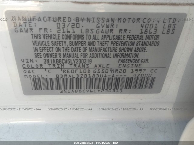 Photo 8 VIN: 3N1AB8CV6LY230319 - NISSAN SENTRA 