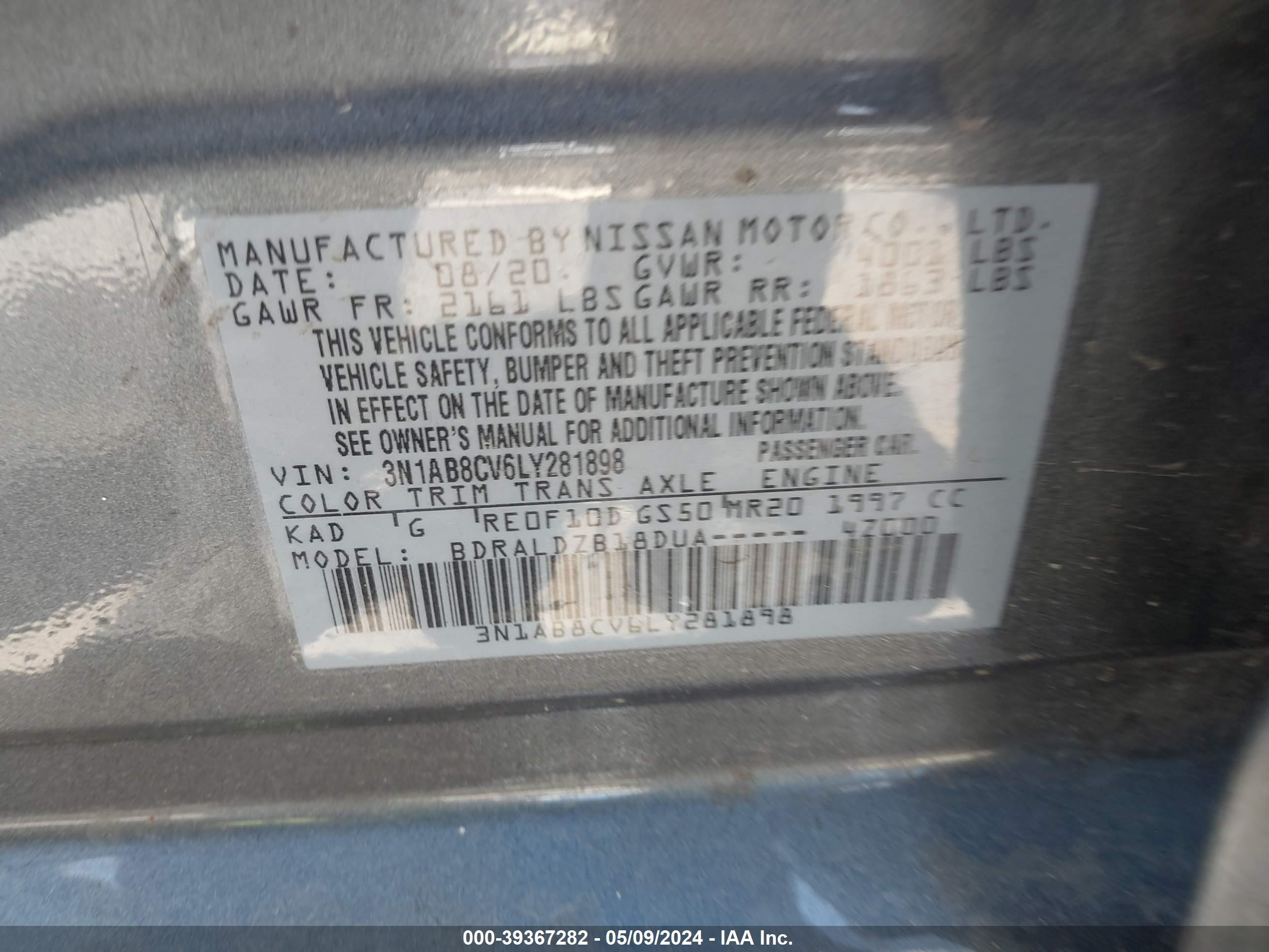 Photo 8 VIN: 3N1AB8CV6LY281898 - NISSAN SENTRA 