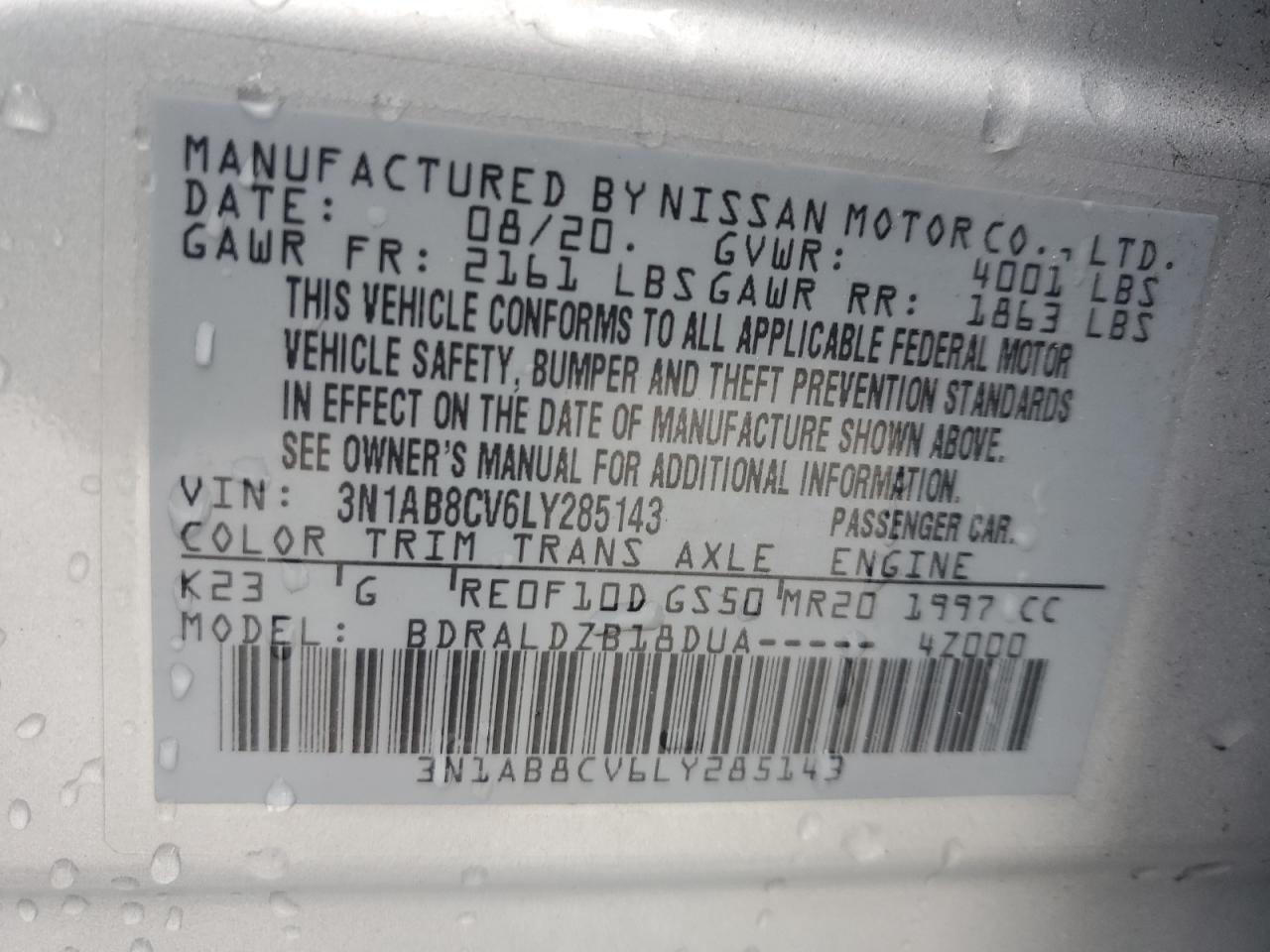 Photo 12 VIN: 3N1AB8CV6LY285143 - NISSAN SENTRA 