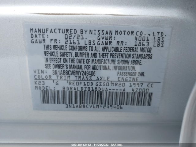 Photo 8 VIN: 3N1AB8CV6MY249406 - NISSAN SENTRA 