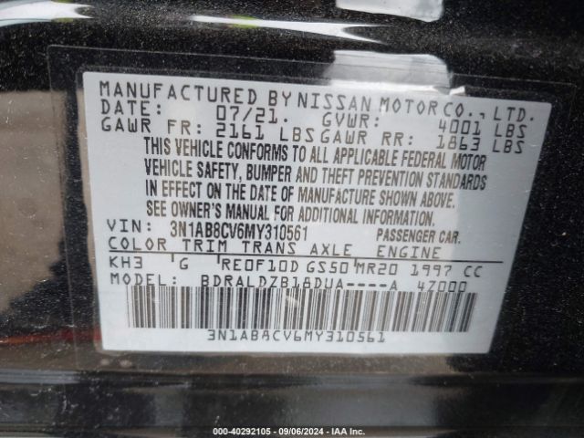 Photo 8 VIN: 3N1AB8CV6MY310561 - NISSAN SENTRA 