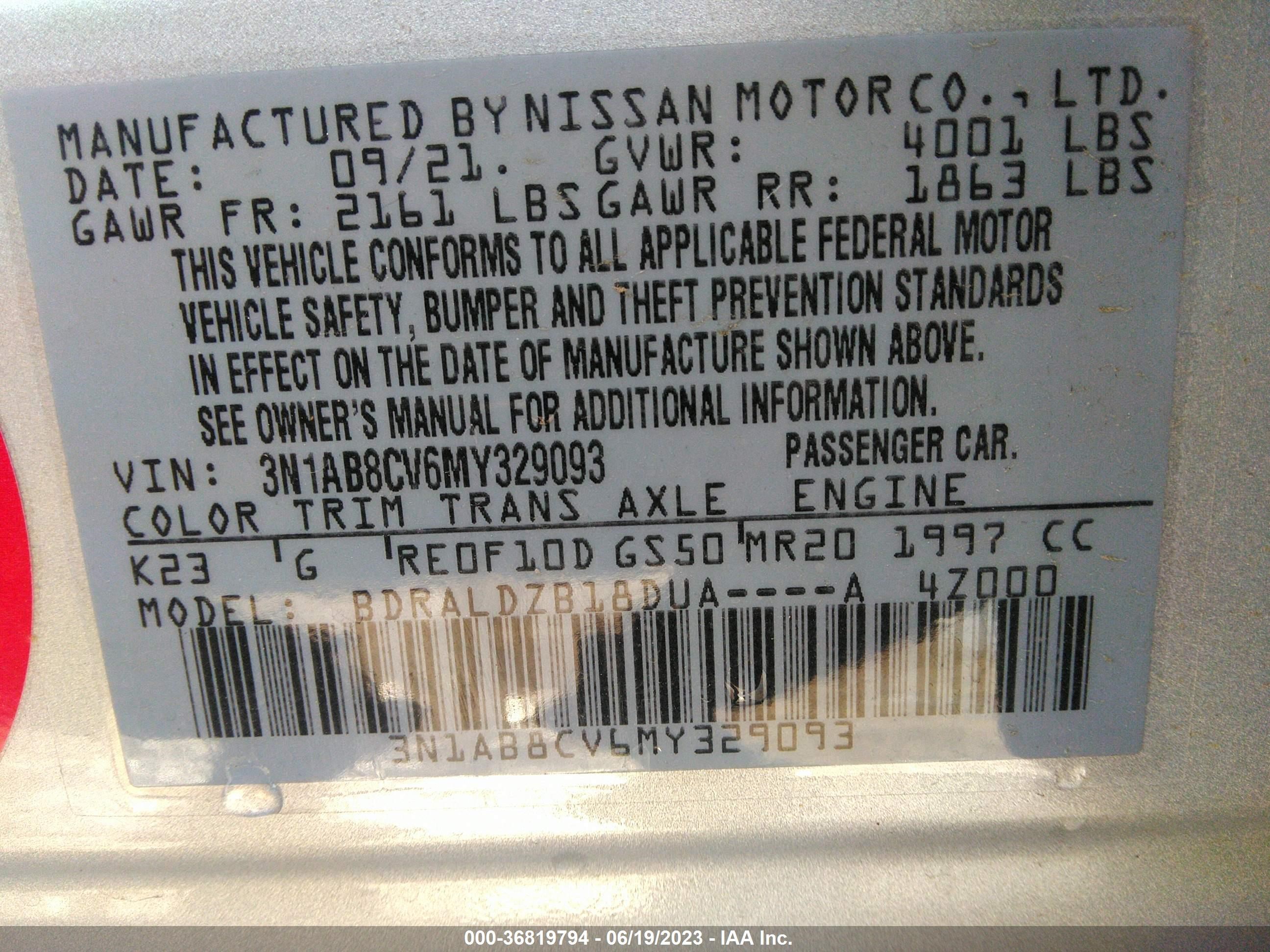 Photo 8 VIN: 3N1AB8CV6MY329093 - NISSAN SENTRA 