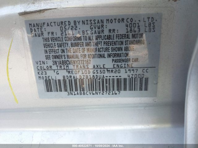 Photo 8 VIN: 3N1AB8CV6NY272167 - NISSAN SENTRA 