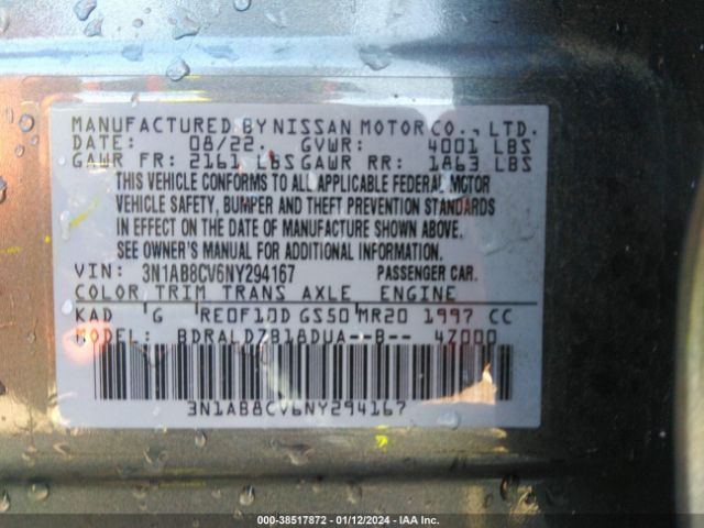 Photo 8 VIN: 3N1AB8CV6NY294167 - NISSAN SENTRA 