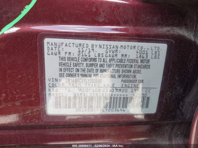 Photo 8 VIN: 3N1AB8CV7LY203646 - NISSAN SENTRA 