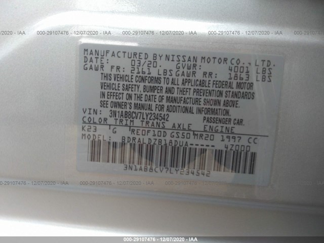 Photo 8 VIN: 3N1AB8CV7LY234542 - NISSAN SENTRA 