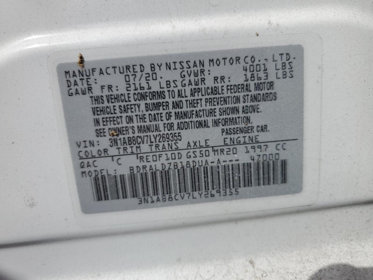 Photo 11 VIN: 3N1AB8CV7LY269355 - NISSAN SENTRA 