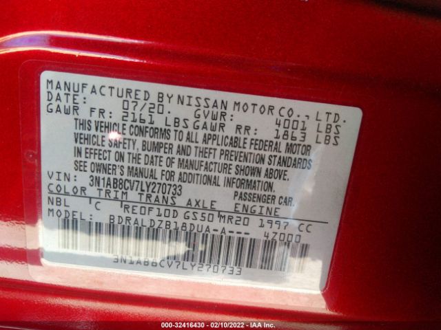 Photo 8 VIN: 3N1AB8CV7LY270733 - NISSAN SENTRA 