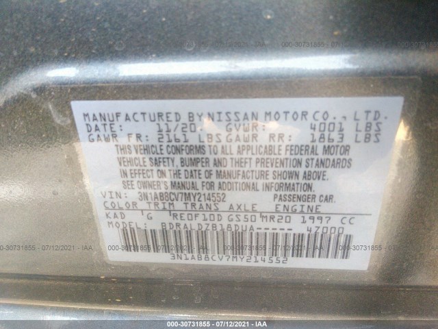 Photo 8 VIN: 3N1AB8CV7MY214552 - NISSAN SENTRA 