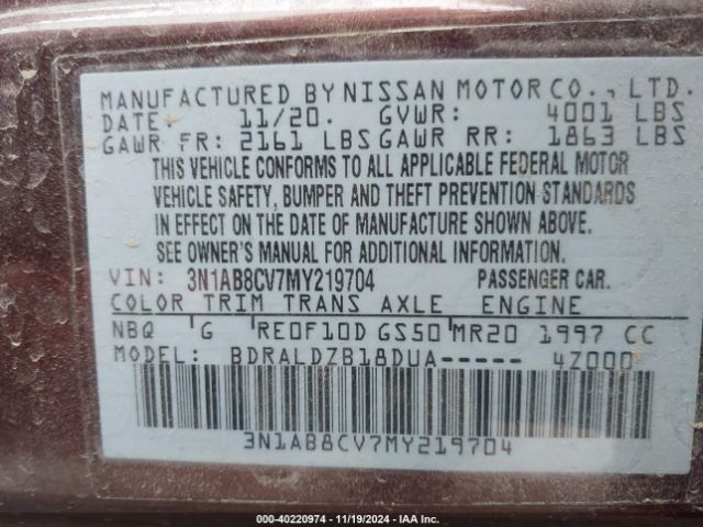 Photo 8 VIN: 3N1AB8CV7MY219704 - NISSAN SENTRA 