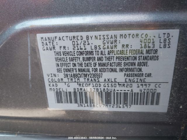 Photo 8 VIN: 3N1AB8CV7MY236597 - NISSAN SENTRA 