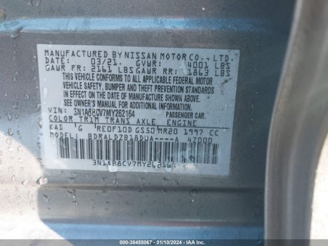 Photo 8 VIN: 3N1AB8CV7MY262164 - NISSAN SENTRA 