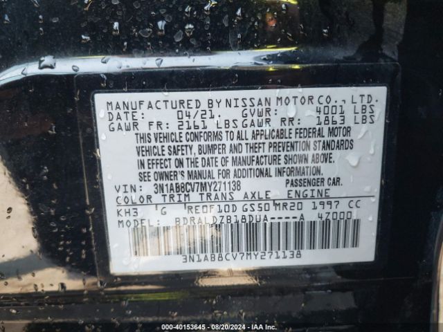 Photo 8 VIN: 3N1AB8CV7MY271138 - NISSAN SENTRA 