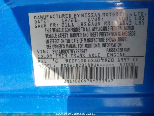 Photo 8 VIN: 3N1AB8CV7NY223947 - NISSAN SENTRA 