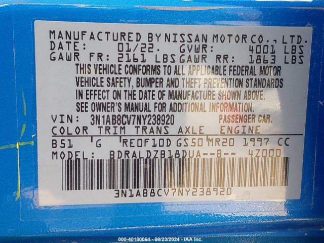 Photo 8 VIN: 3N1AB8CV7NY238920 - NISSAN SENTRA 