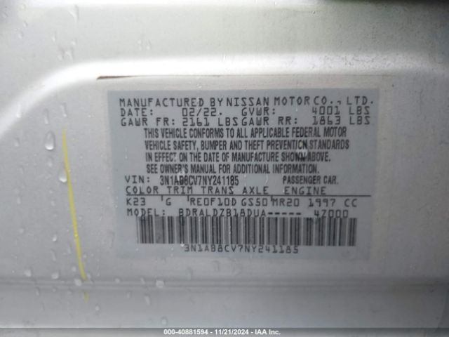 Photo 8 VIN: 3N1AB8CV7NY241185 - NISSAN SENTRA 