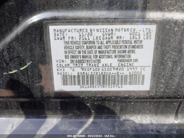 Photo 8 VIN: 3N1AB8CV7NY314765 - NISSAN SENTRA 