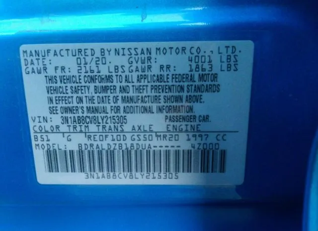 Photo 8 VIN: 3N1AB8CV8LY215305 - NISSAN SENTRA 