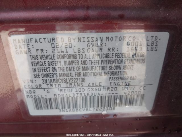 Photo 8 VIN: 3N1AB8CV8LY222108 - NISSAN SENTRA 