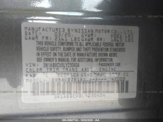 Photo 8 VIN: 3N1AB8CV8LY230404 - NISSAN SENTRA 