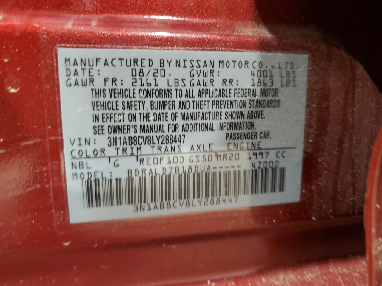 Photo 11 VIN: 3N1AB8CV8LY288447 - NISSAN SENTRA 