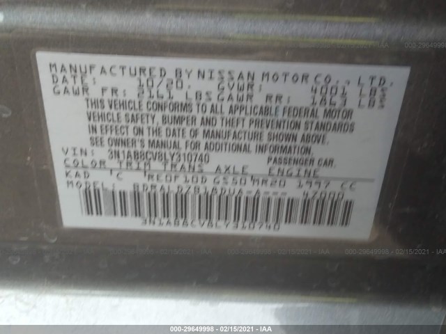 Photo 8 VIN: 3N1AB8CV8LY310740 - NISSAN SENTRA 