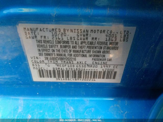 Photo 8 VIN: 3N1AB8CV8MY202216 - NISSAN SENTRA 