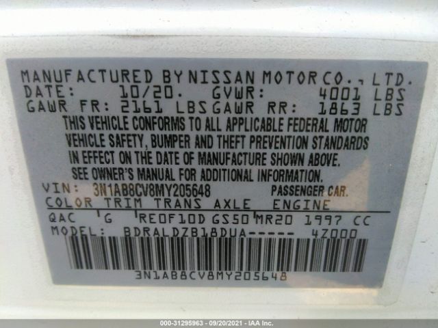 Photo 8 VIN: 3N1AB8CV8MY205648 - NISSAN SENTRA 