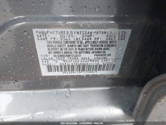 Photo 8 VIN: 3N1AB8CV8MY240819 - NISSAN SENTRA 