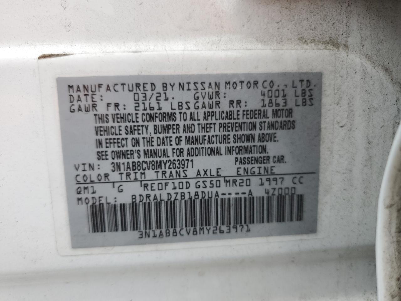 Photo 11 VIN: 3N1AB8CV8MY263971 - NISSAN SENTRA 