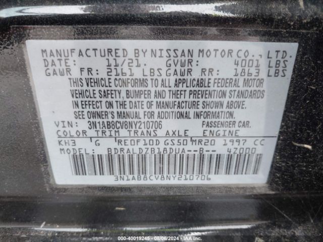 Photo 8 VIN: 3N1AB8CV8NY210706 - NISSAN SENTRA 