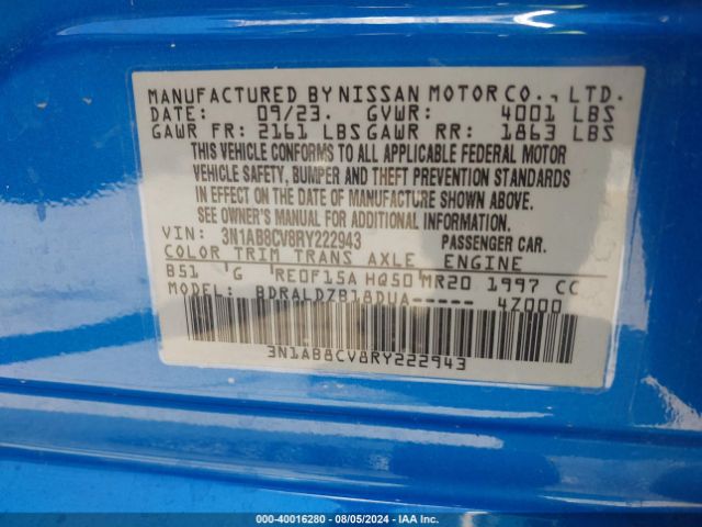 Photo 8 VIN: 3N1AB8CV8RY222943 - NISSAN SENTRA 