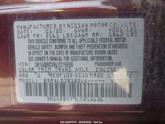 Photo 8 VIN: 3N1AB8CV9LY215636 - NISSAN SENTRA 