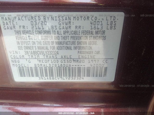 Photo 8 VIN: 3N1AB8CV9LY232324 - NISSAN SENTRA 