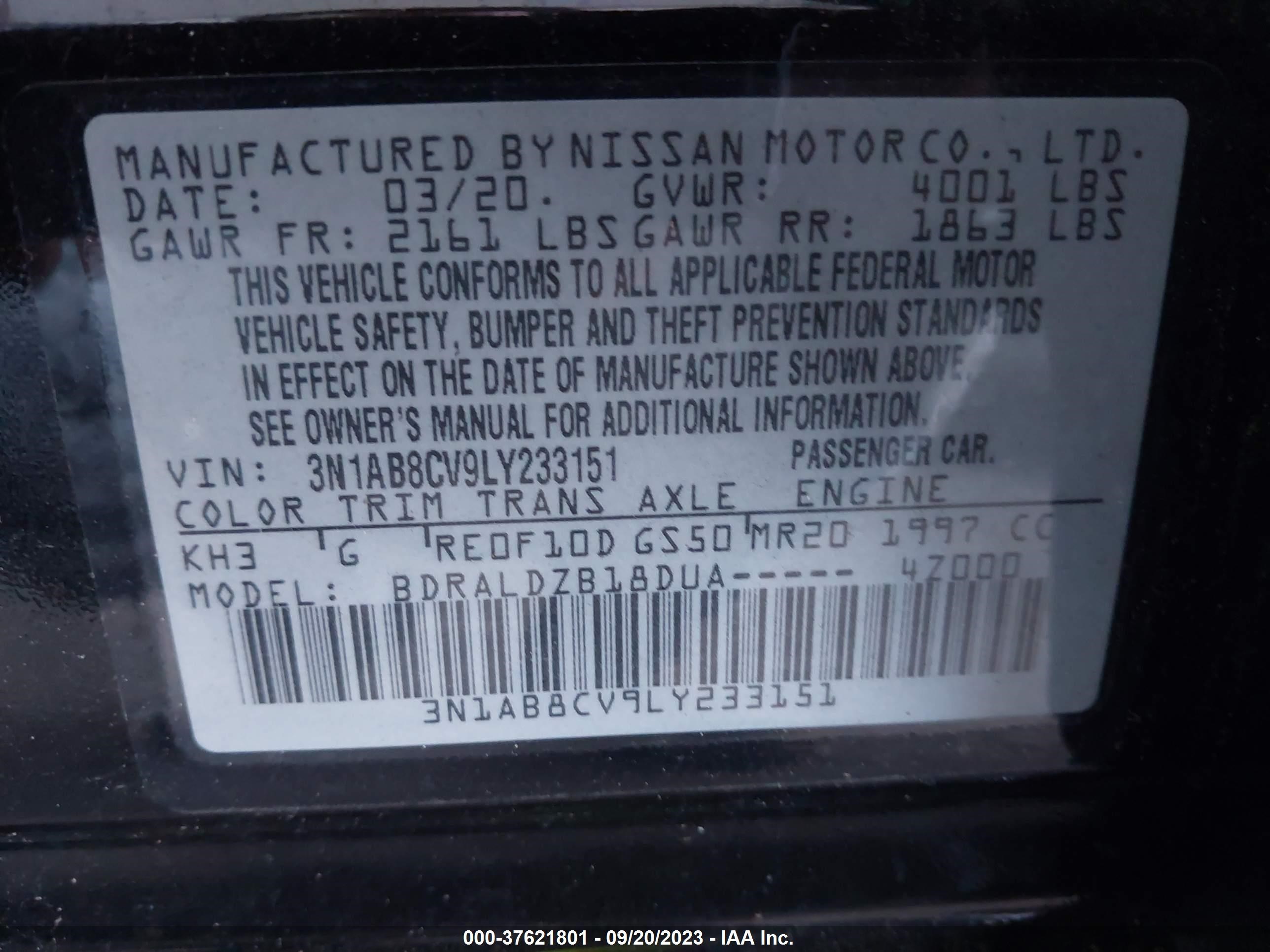 Photo 8 VIN: 3N1AB8CV9LY233151 - NISSAN SENTRA 