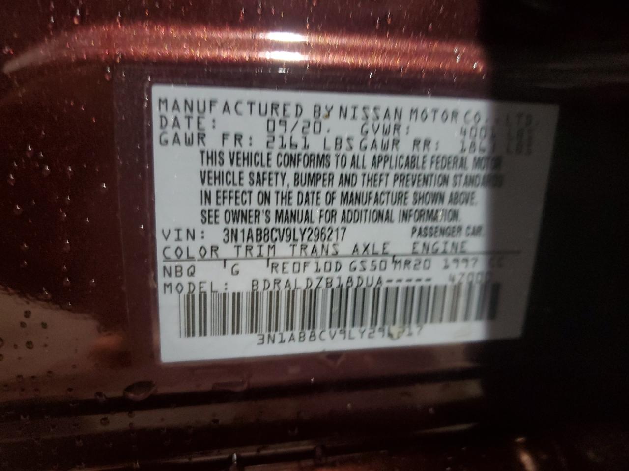 Photo 11 VIN: 3N1AB8CV9LY296217 - NISSAN SENTRA 