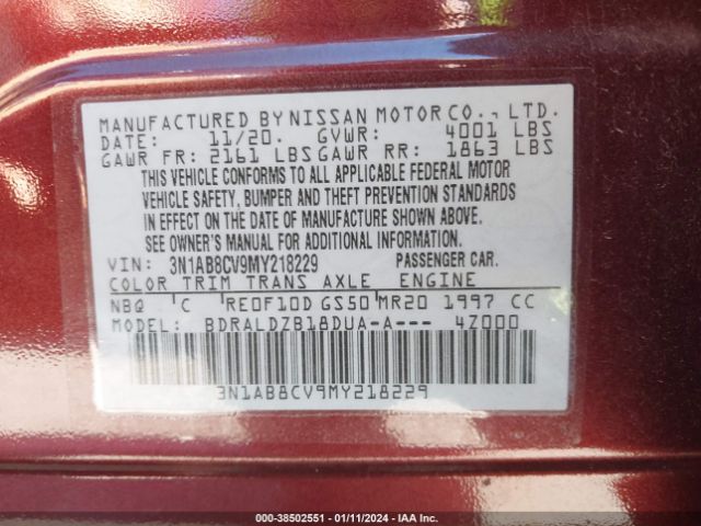 Photo 8 VIN: 3N1AB8CV9MY218229 - NISSAN SENTRA 