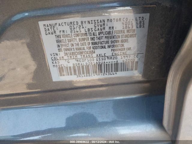 Photo 8 VIN: 3N1AB8CV9MY243664 - NISSAN SENTRA 