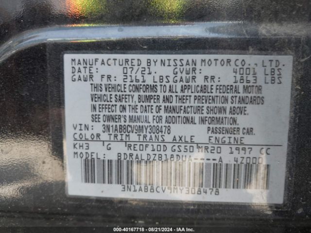 Photo 8 VIN: 3N1AB8CV9MY308478 - NISSAN SENTRA 