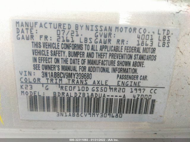 Photo 8 VIN: 3N1AB8CV9MY309680 - NISSAN SENTRA 