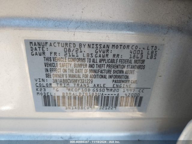 Photo 8 VIN: 3N1AB8CV9MY321229 - NISSAN SENTRA 