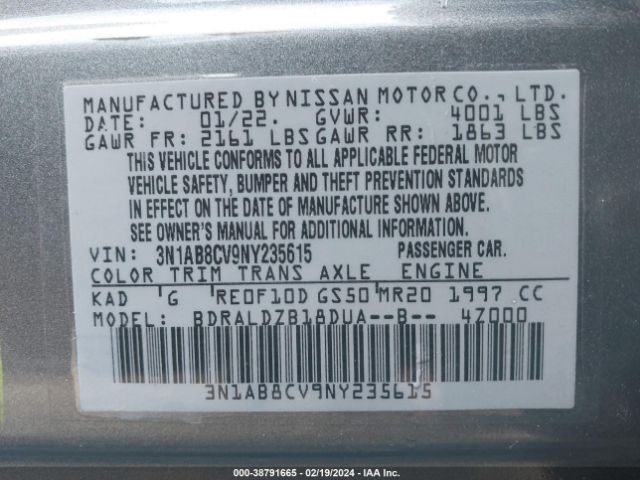 Photo 8 VIN: 3N1AB8CV9NY235615 - NISSAN SENTRA 