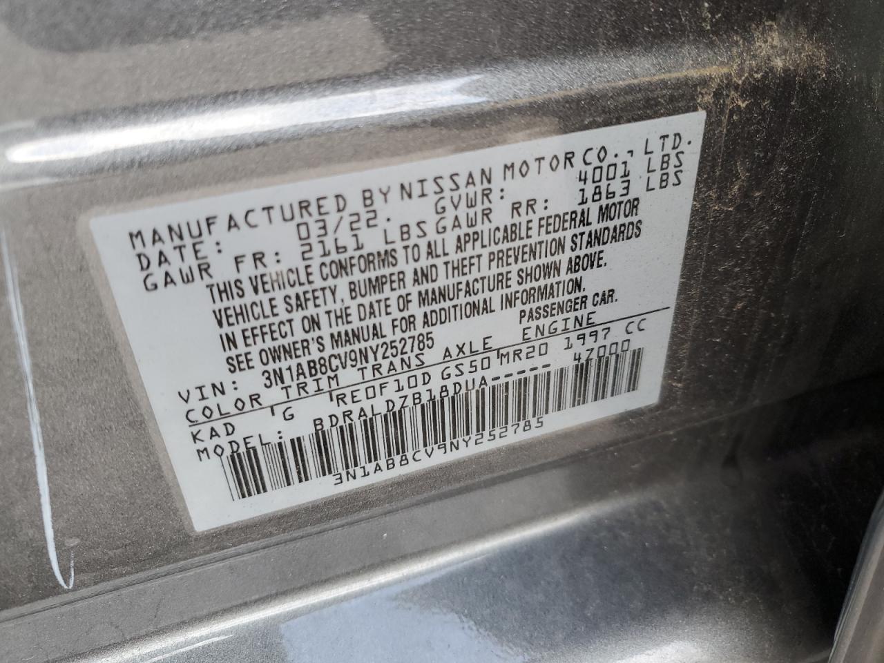 Photo 12 VIN: 3N1AB8CV9NY252785 - NISSAN SENTRA 